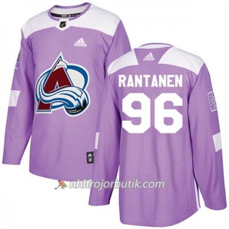 Män Ishockey Colorado Avalanche Tröja Mikko Rantanen 96 Adidas 2017-2018 Lila Fights Cancer Practice Authentic